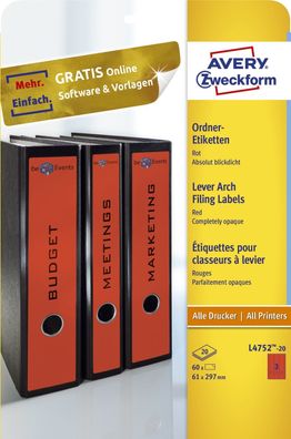 Avery Zweckform® L4752-20 L4752-20 Ordner-Etiketten - breit/lan