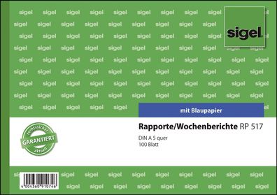 SIGEL RP517 Rapporte/Wochenberichte - A5 quer, BL, MP, 100 Blatt