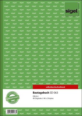 SIGEL SD063 Bautagebuch - A4, 1., 2. und 3. Blatt bedruckt, SD, MP, 3 x 40 Blatt