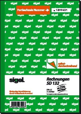 SIGEL SD132 Rechnungen mit fortlfd. Nummerierung - A5, 1., 2. und 3. Blatt bedruckt,