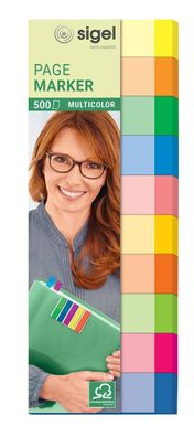 SIGEL HN682 Page Marker Multicolor - 50 x 15 mm, sortiert, 10x 50 Streifen