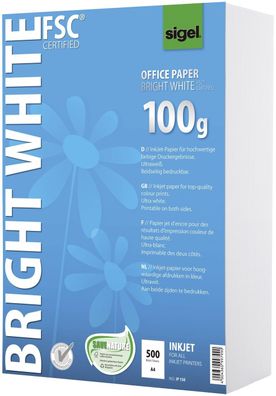 SIGEL IP150 Office Papier BRIGHT WHITE, ultraweiß, 100 g/qm, A4, 500 Blatt