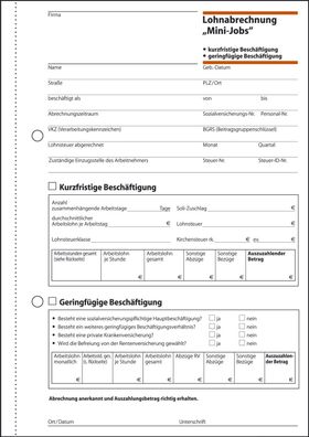 SIGEL LO519 Lohnabrechnungen "Mini-Jobs" - A5, 50 Blatt