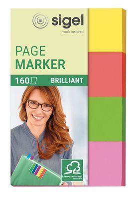 SIGEL HN630 Page Marker Brillant - 50 x 20 mm, sortiert, 4x 40 Streifen