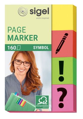 SIGEL HN635 Page Marker Symbol - 50 x 20 mm, sortiert, 4x 40 Streifen