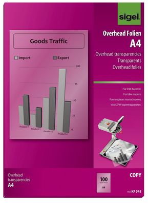 Sigel® KF545 Overhead-Folien für S/W-Kopierer, stapelverarbeitbar, transparent, 100 m