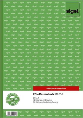 SIGEL SD056 EDV-Kassenbuch - A4, 1. und 2. Blatt bedruckt, SD, MP, 2 x 40 Blatt