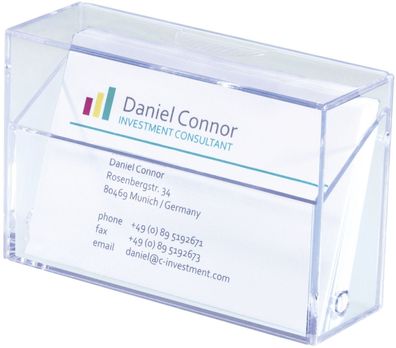 SIGEL VA110 Visitenkarten-Box, glasklar, für bis zu 100 Karten (max. 86x56 mm)