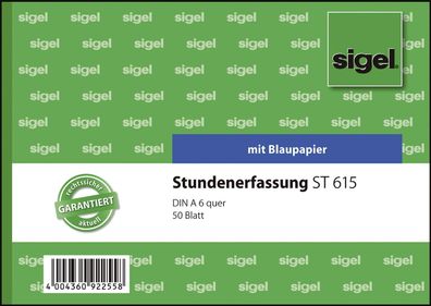 SIGEL ST615 Stundenerfassung - A6 quer, MP, BL, 50 Blatt
