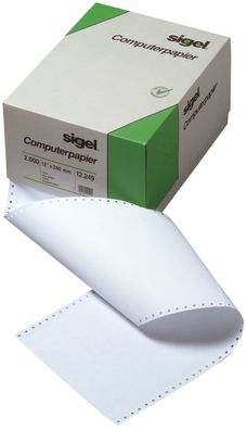 SIGEL 12249 DIN-Computerpapier, 1fach, 12"x240 mm (A4 hoch), längsperforiert, 2000 Bl