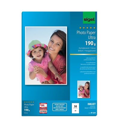 sigel IP639 Ultra-Foto-Papier, DIN A4, hochglänzend, 190 g/qm