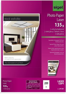 Sigel® LP341 Fotopapier für Farb-Laser/-Kopierer - A4, 2-seitig hochglänzend, 135 g/q