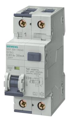 1St. Siemens 5SU1354-7KK25 FI/LS-Schalter, 10 kA, 1P+N, Typ A, 30 mA, C-Char, In: 25