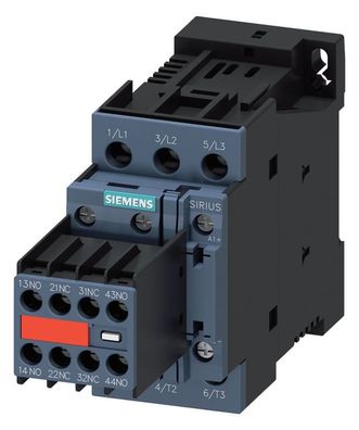 1St. Siemens 3RT2026-1BB44-3MA0 Schütz, AC-3e, 25 A/11 kW/400V, 3-polig, DC 24V, 2S+2