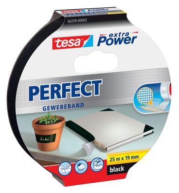 tesa Gewebeband, 19 mm x 25 m, schwarz
