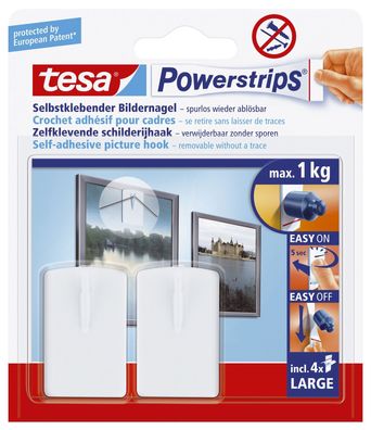 tesa® 58031-00020-01 Powerstrips® Bilder-Nagel - ablösbar, Tragfähigkeit 1 kg, Rechte