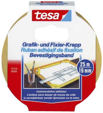tesa® 57416-00000-02 Fixierband Grafik- und Fixier-Krepp - 25 m x 19 mm, Papier, beig