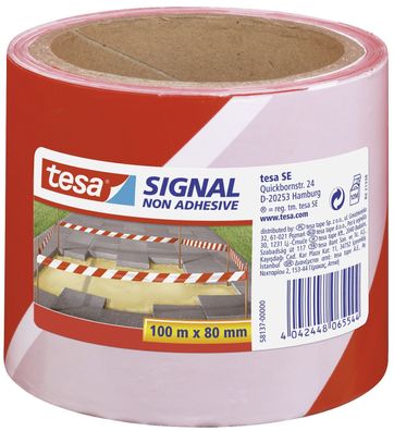 tesa® 58137-00000-00 Absperrband - nicht klebend - rot/weiß - 80 mm x 100 m