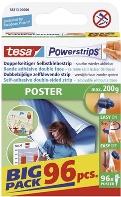 tesa® 58213-00000-03 Powerstrips® Poster - ablösbar, Tragfähigkeit 200 g, weiß, 96 St
