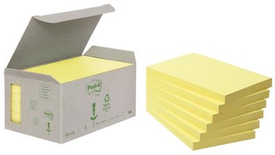 Post-it® 6551B Recycling Notes - 126 x 76 mm, pastellgelb, 6 x 100 Blatt