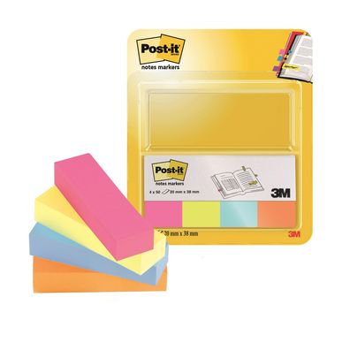 Post-it® 670-4N Page Marker - 20 x 38 mm, Neonfarben, 4x 50 Streifen