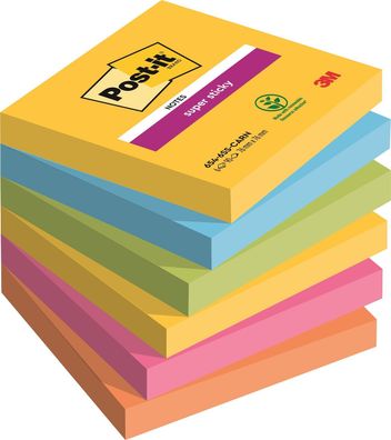 Post-it® SuperSticky 6546SR Haftnotiz Super Sticky Notes - 76 x 76 mm, 6x 90 Blatt