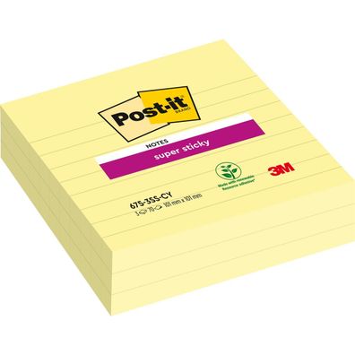 Post-it Haftnotizen Super Sticky Notes, 101 x 101 mm, gelb