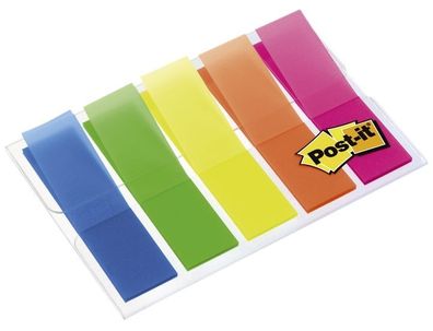 Post-it® 683HF5 Index - 11,9 x 43,2 mm, Leuchtfarben, 5x 20 Streifen, Etui
