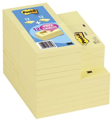 Post-it® 654655P Haftnotiz Promotion - Sparset: 6 x 654 gelb + 6 x 655 gelb + 12 x 65