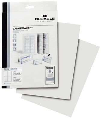 Durable 1420 02 Einsteckschild - 105x148 mm, weiß, 80 Stück
