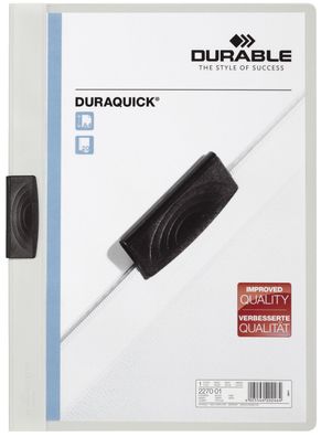 Durable 2270 02 Klemm-Mappe DURAQUICK® - Weich-/Hartfolie, 20 Blatt, transparent/weiß