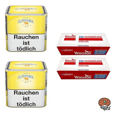 Camel Feinschnitttabak Dose 2x 56g + 500 Winston Extra Hülsen