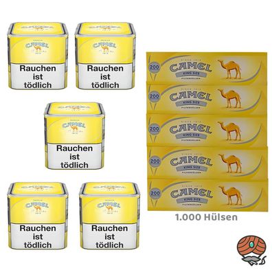 Camel Feinschnitttabak Dose 5x 56g + 1000 Camel Hülsen