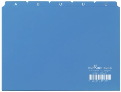 Durable 3650 06 Leitregister A-Z DIN A5 quer blau(T)