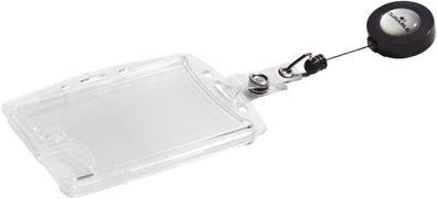 Durable 8224 19 Ausweishülle Doppelbox mit Jojo, für 2 Betriebsausweise, 85 x 54 mm,