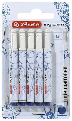 Herlitz 10999852 Universalpatrone für Füllhalter my. pen - blau, 1 x 5 Stück(T)