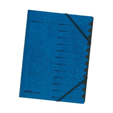 herlitz 10843316 Ordnungsmappe easyorga, A4, Karton, 12 Fächer, blau