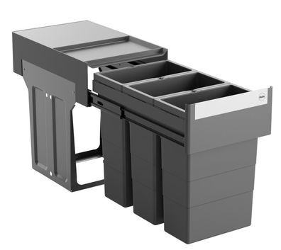 Hailo Tandem Küchen-Mülleimer 3x8L Vollauszug Mülleimer 40–90 cm Schrankbreite