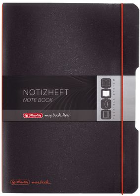 Herlitz 11361508 Notizheft flex PP - A4, liniert/kariert, 2x 40 Blatt, schwarz