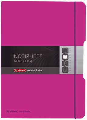 Herlitz 11361474 Notizheft flex PP - A4, liniert/kariert, 2x 40 Blatt, pink