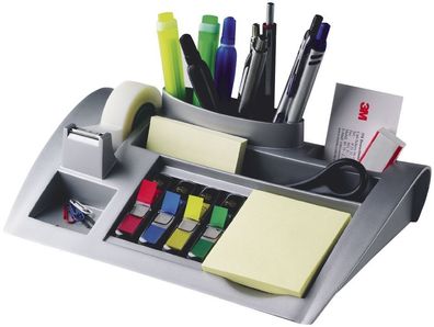 Post-it® C50 Schreibtischorganizer silber  metallic befüllt