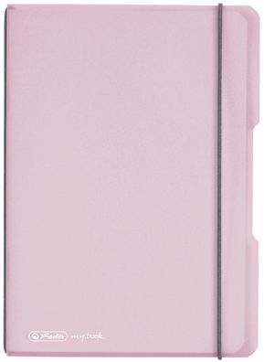 Herlitz 11408622 Notizheft flex - A5, PP, 40 Blatt, kariert, rosé