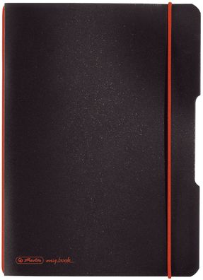 Herlitz 11361557 Notizheft flex - A5, PP, 40 Blatt, kariert, schwarz