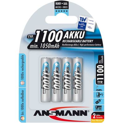 Ansmann 5035232 1x4 NiMH Akku 1100 Micro AAA 1050 mAh