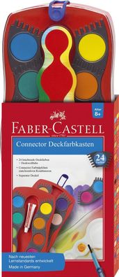 FABER-CASTELL 125031 Connector Farbkasten - 24 Farben, inkl. Deckweiß, rot