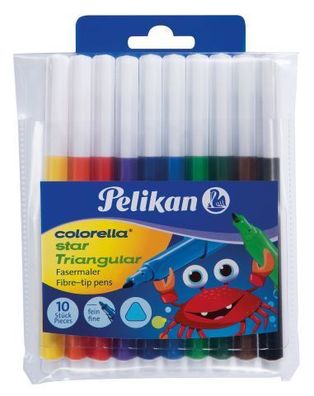 Pelikan 985663 Fasermaler Colorella® Star Triangular C303, sortiert, Packung mit 10 S