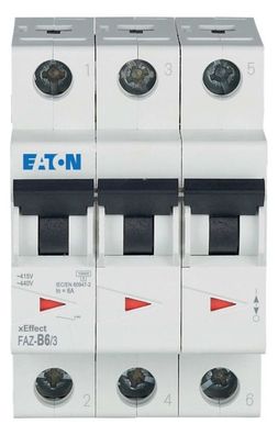 1St. Eaton FAZ-B6/3 Leitungsschutzschalter, 6 A, 3p