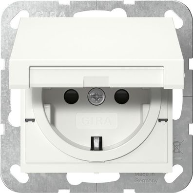 1St. Gira 475403 Steckdose 16A 250V mit Klappdeckel und Shutter, Schraubklemmen, Rein