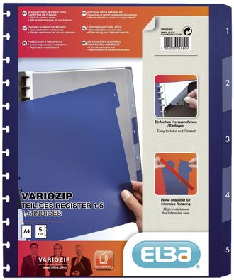 Elba 100420935 Ringmappen-Register image vario-zipp, PP, transluzent/dunkelblau, A4,