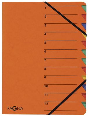 Pagna® 24131-12 Ordnungsmappe EASY - 12 Fächer, A4, Pressspan, 265 g/qm, orange